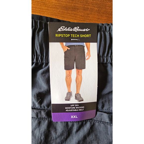 Eddie Bauer Mens Ripstop Gray Cargo Tech Shorts NWT - Picture 3 of 5